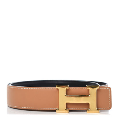 Hermes Box Chamonix 32mm H Belt 75 Black Gold 1 of 9