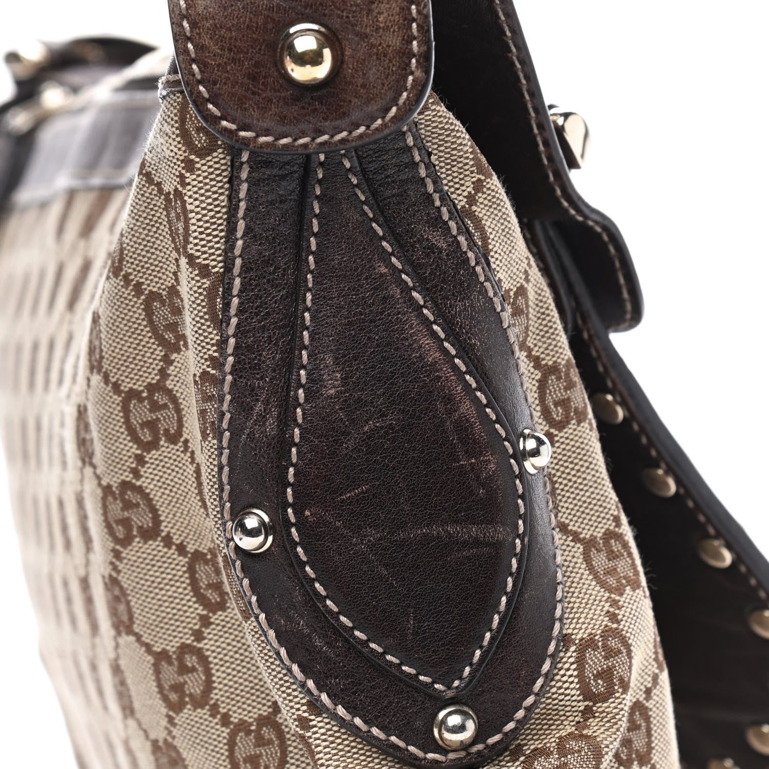 Gucci Monogram Web Studded Pelham Shoulder Bag Dark Brown 16 of 18