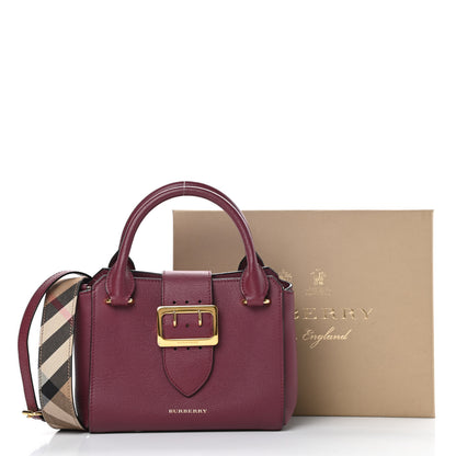 Burberry Soft Grain Calfskin Small Buckle Tote Dark Plum 33 of 33