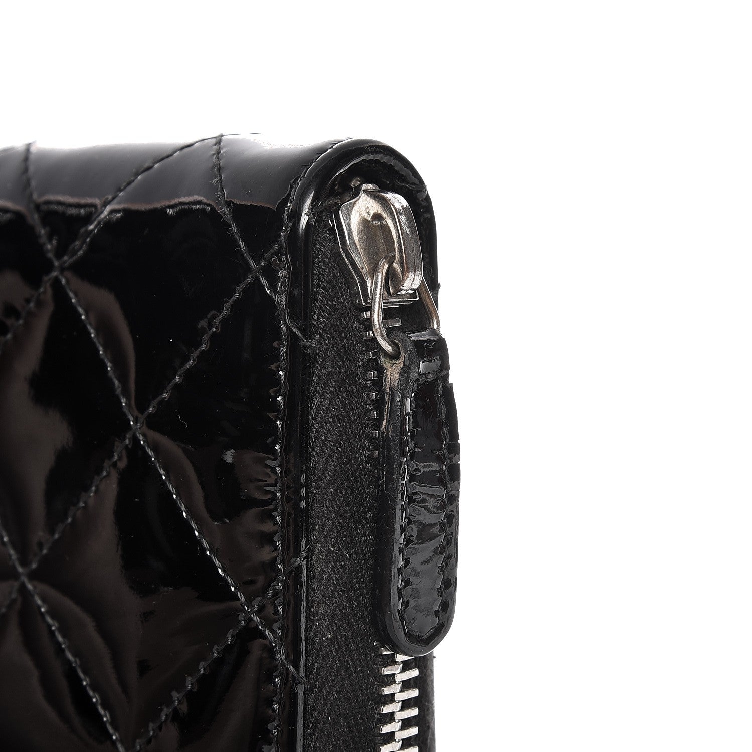 Chanel Patent Quilted Large Zip Around Organizer Wallet Black 12 of 12