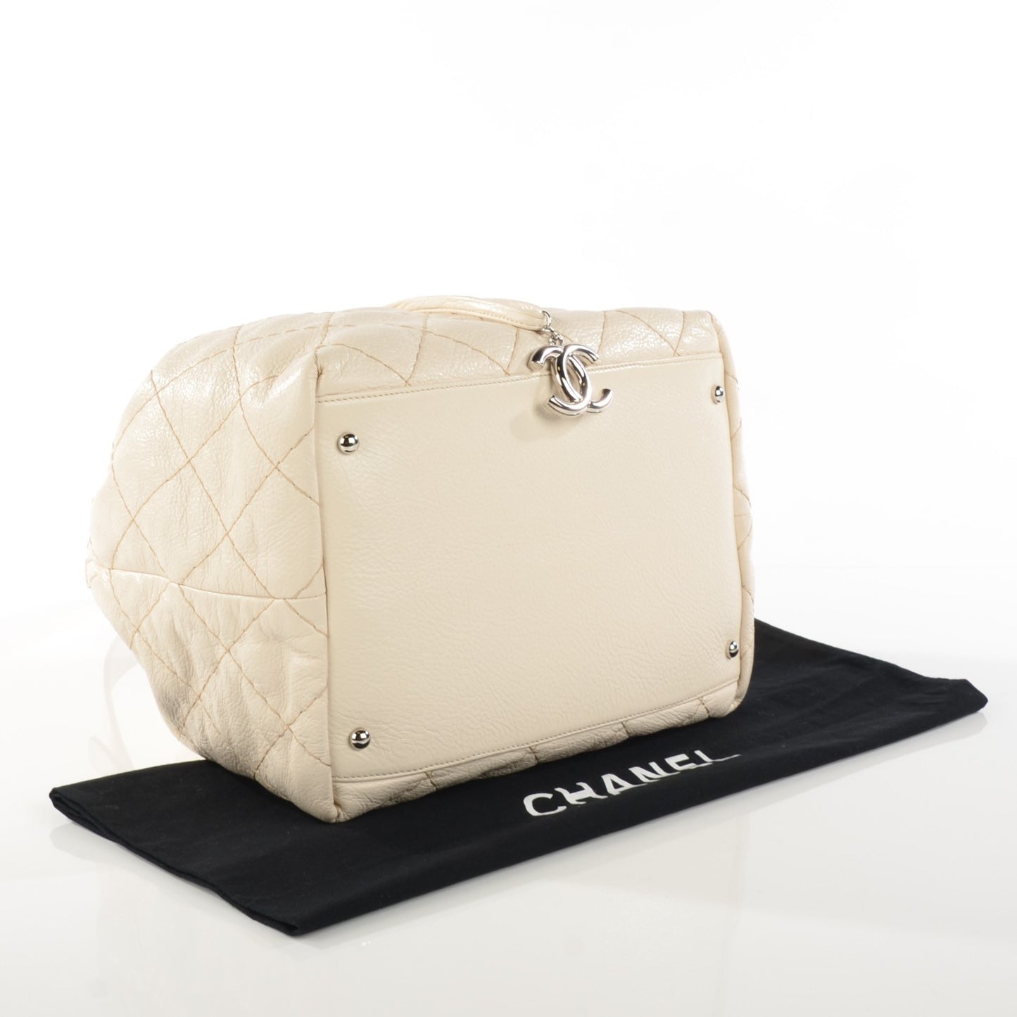 Glazed Calfskin On The Road Drawstring Tote Ivory