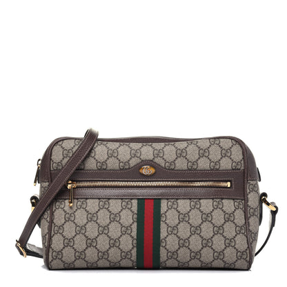 Gucci GG Supreme Monogram Web Small Ophidia Shoulder Bag Brown 1 of 21