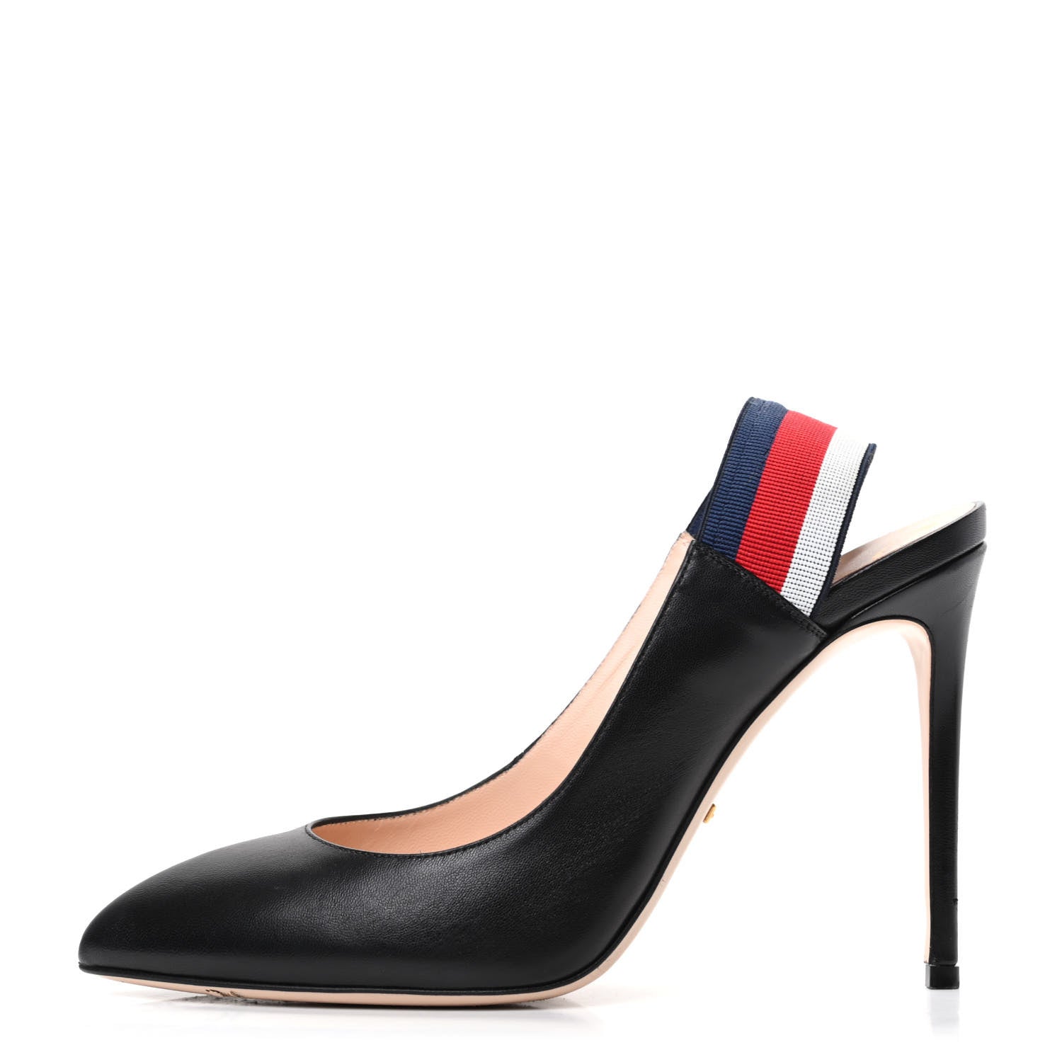 Gucci Malaga Kid Web Sylvie High Heel Slingback Pumps 41.5 Black 1 of 11