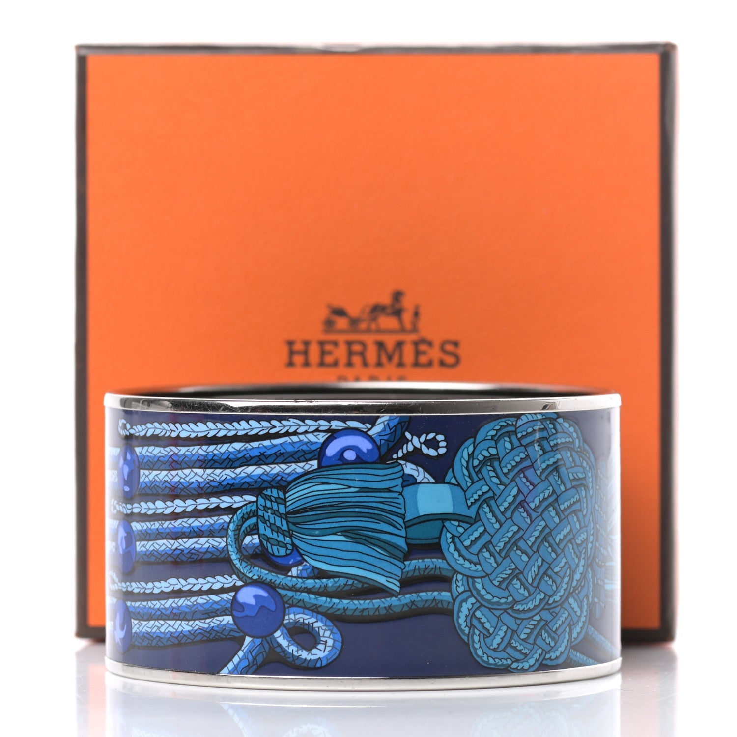 Hermes Enamel Printed Brandebourgs Extra Wide Bracelet 70 6 of 6