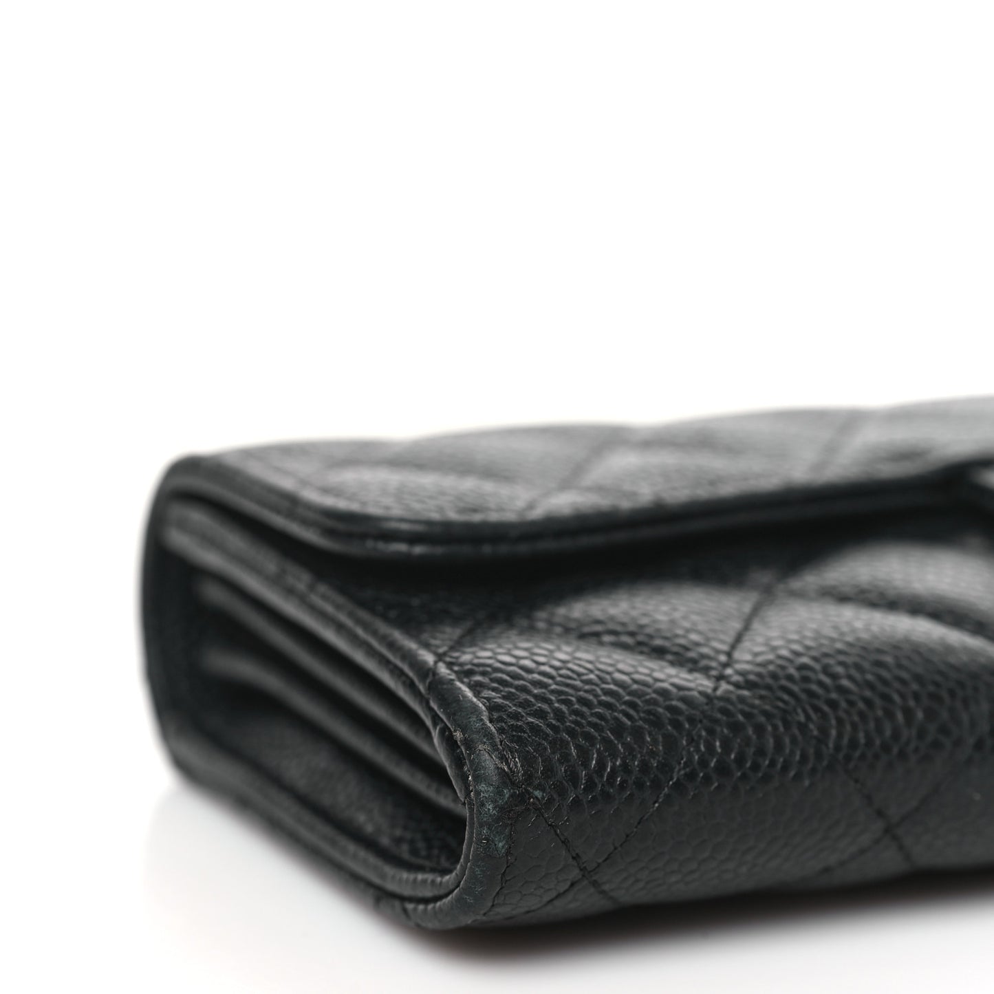 Caviar Quilted Large Gusset Flap Wallet Black