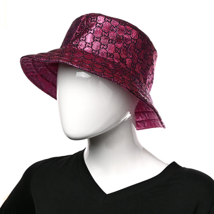 Gucci Canvas Lame GG Monogram Reversible Bucket Hat Fuxia Pink 2 of 14