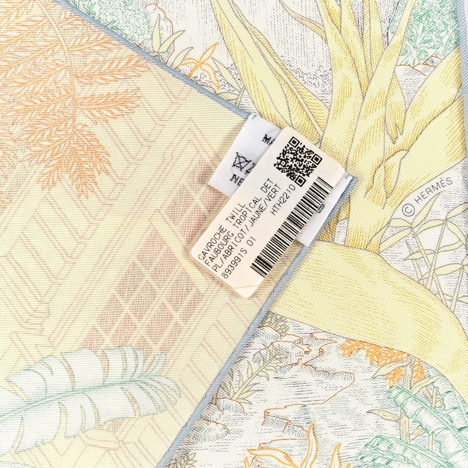 Hermes Silk Faubourg Tropical Scarf 45 Abricot Jaune Vert 3 of 3