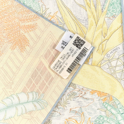 Hermes Silk Faubourg Tropical Scarf 45 Abricot Jaune Vert 3 of 3