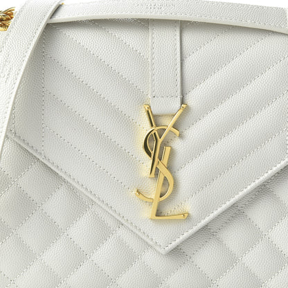 Saint Laurent Grain De Poudre Textured Mixed Matelasse Medium Triquilt Monogram Satchel Porcellana 9 of 10