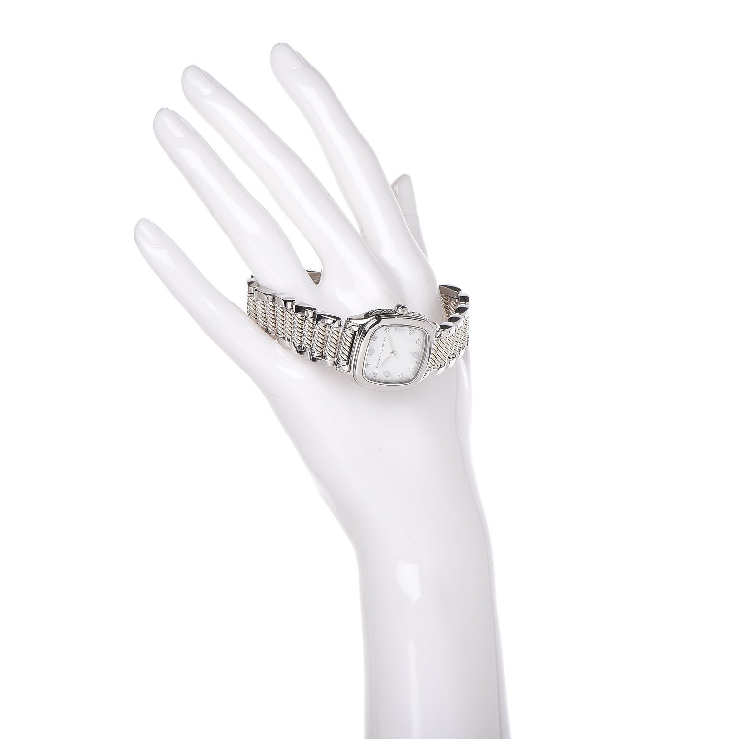 David Yurman Stainless Steel Sterling Silver Diamond Mother of Pearl 25mm Thoroughbred Quartz Watch 2 of 8