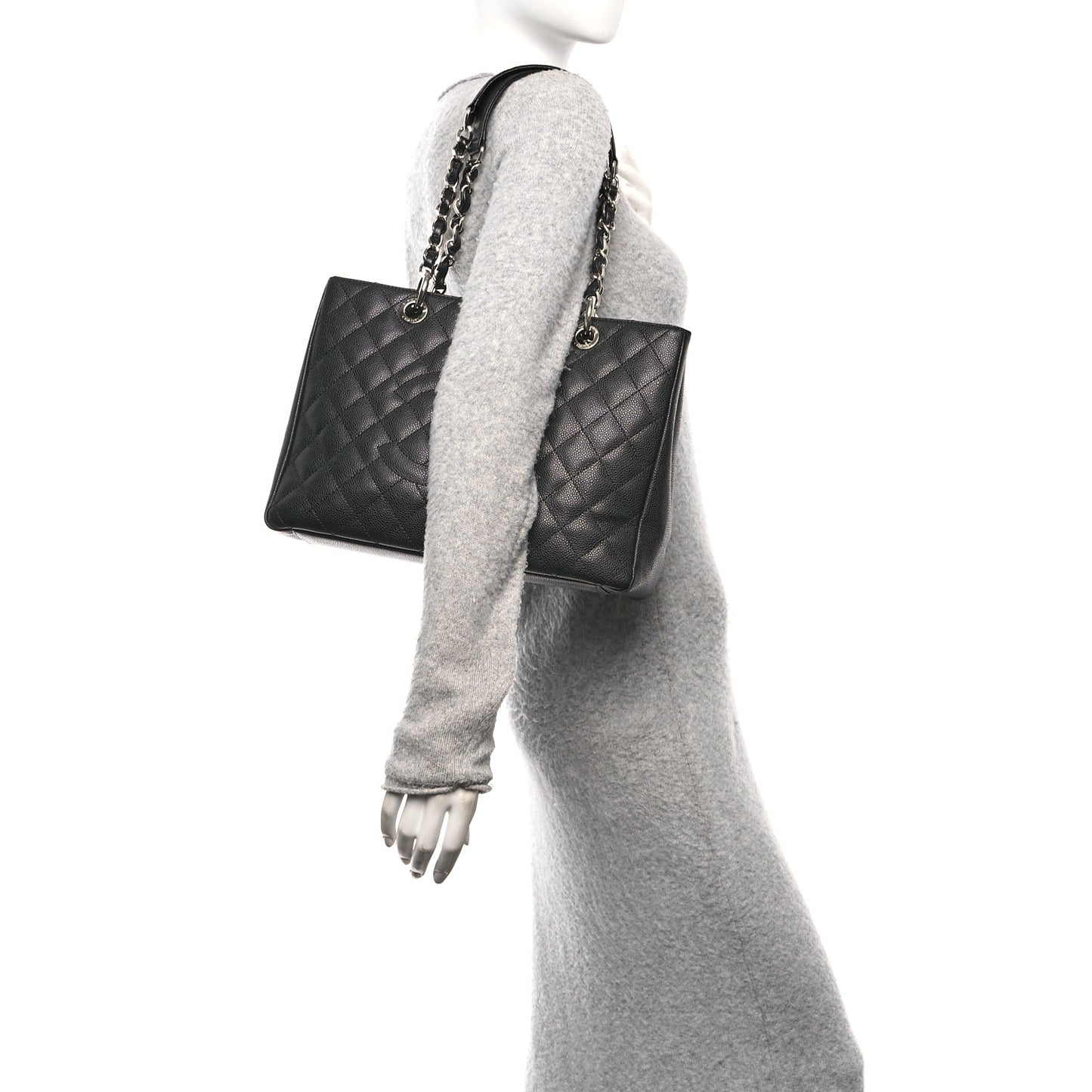 Caviar Quilted Grand Shopping Tote GST Black