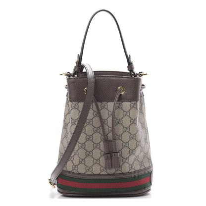 Gucci GG Supreme Monogram Web Small Ophidia Bucket Bag Brown 1 of 10