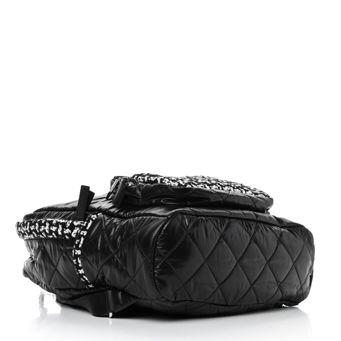 Nylon Tweed CC Backpack Black White