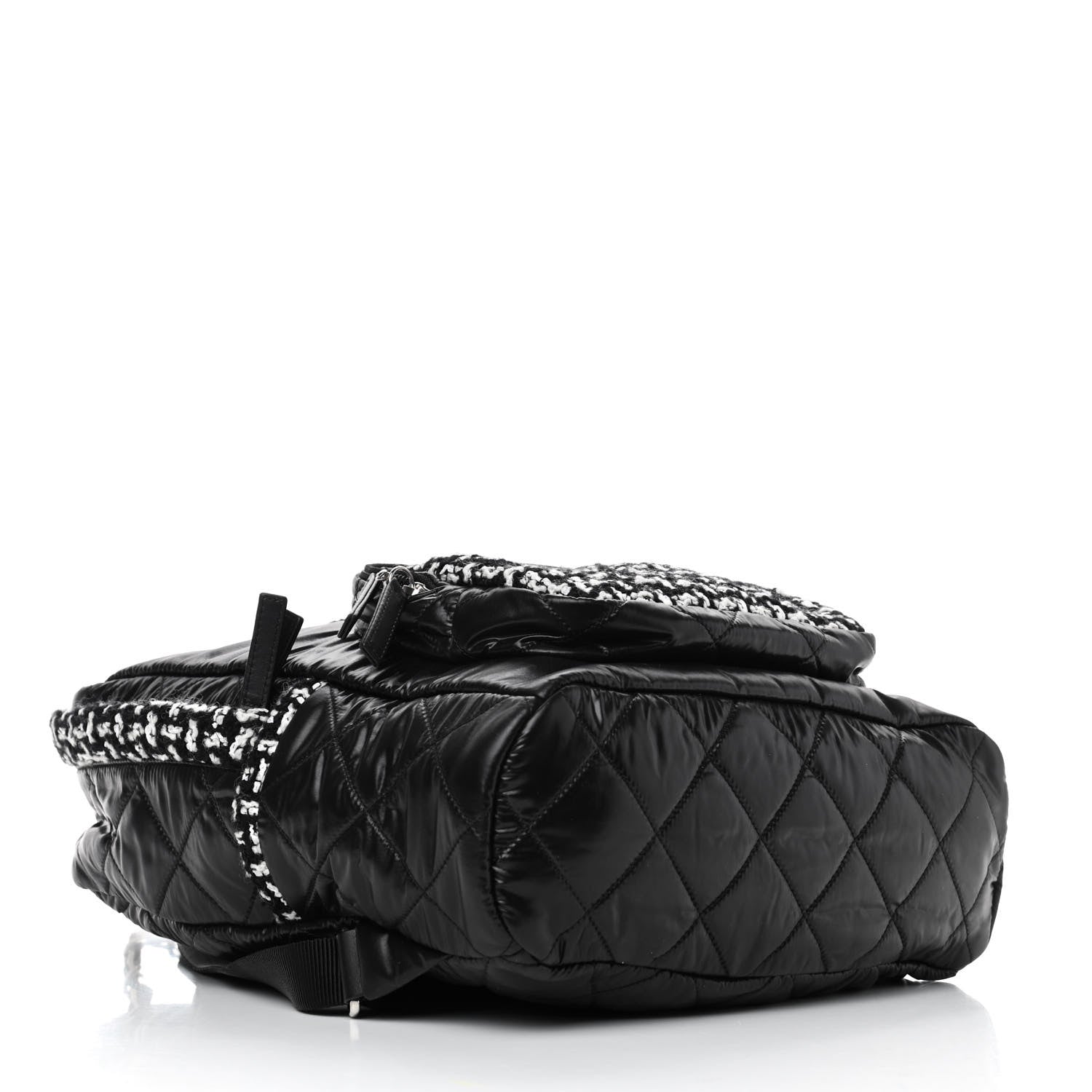 Chanel Nylon Tweed CC Backpack Black White 3 of 4