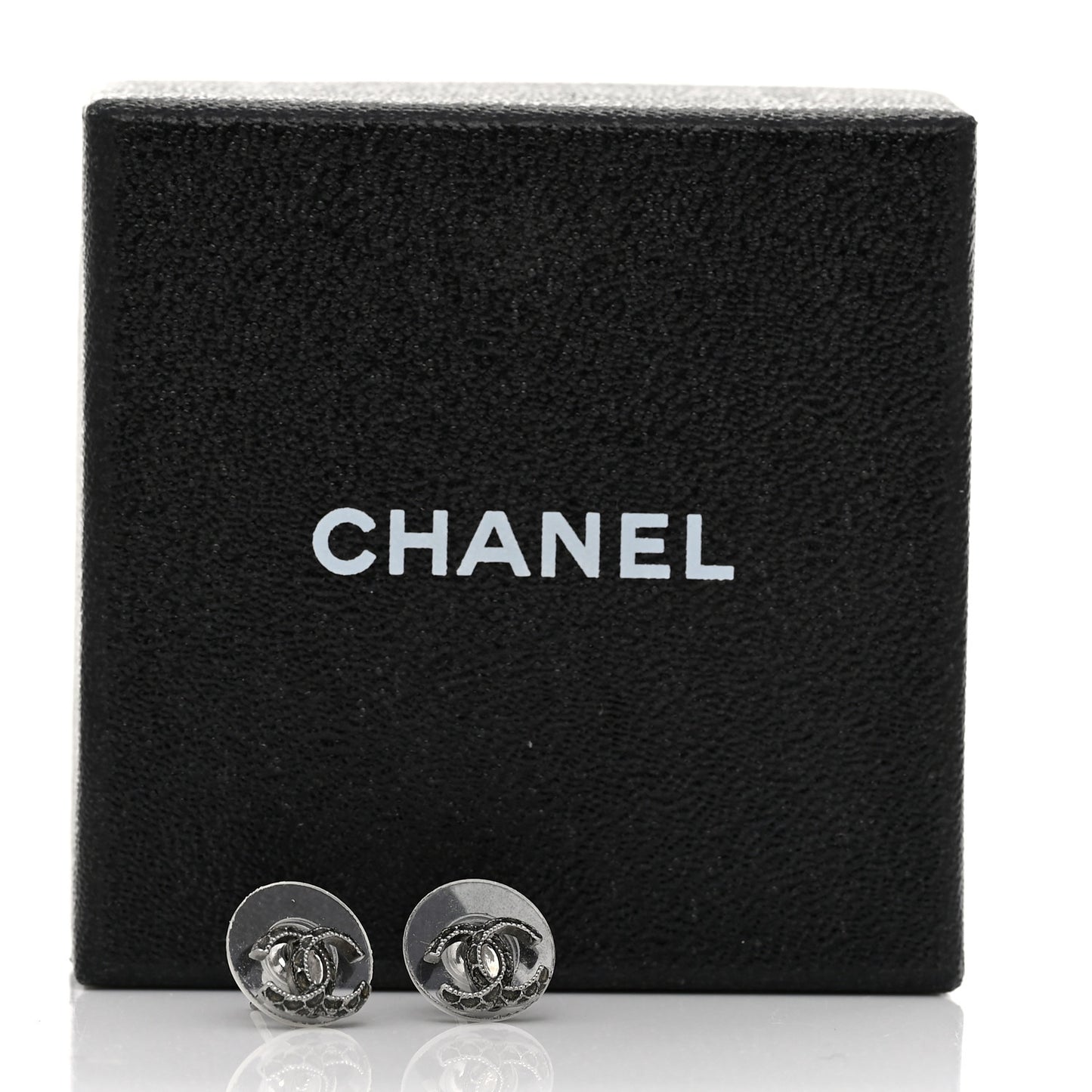 CC Stud Earrings Ruthenium