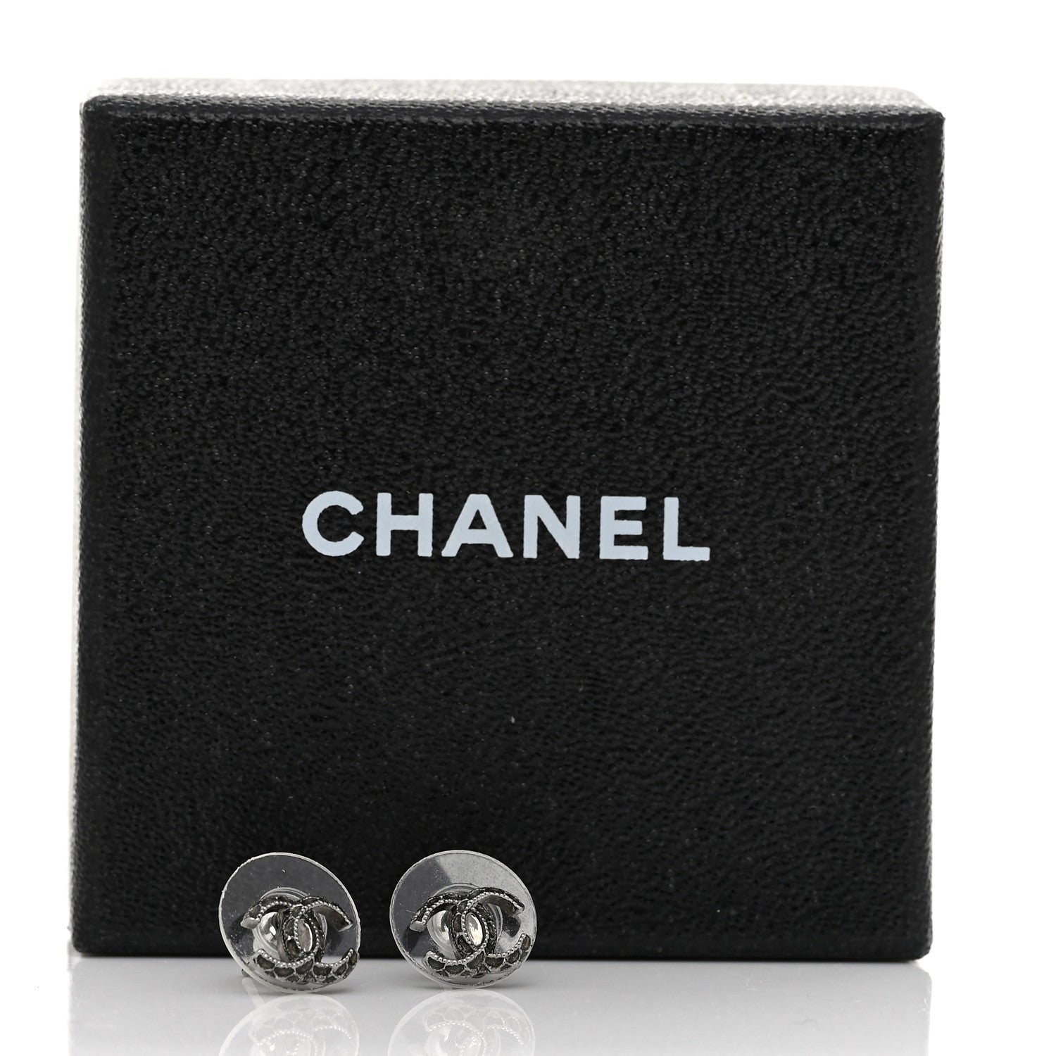 Chanel CC Stud Earrings Ruthenium 5 of 5