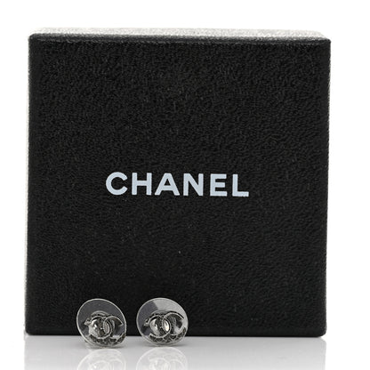 Chanel CC Stud Earrings Ruthenium 5 of 5