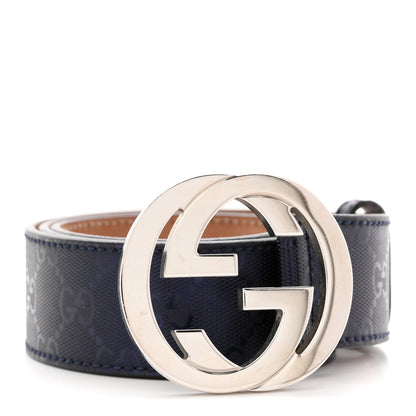 Gucci Imprime Monogram Interlocking G Belt 85 34 Navy 1 of 7