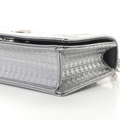 Christian Dior Metallic Patent Micro-Cannage Mini Diorama Flap Bag Silver 11 of 13