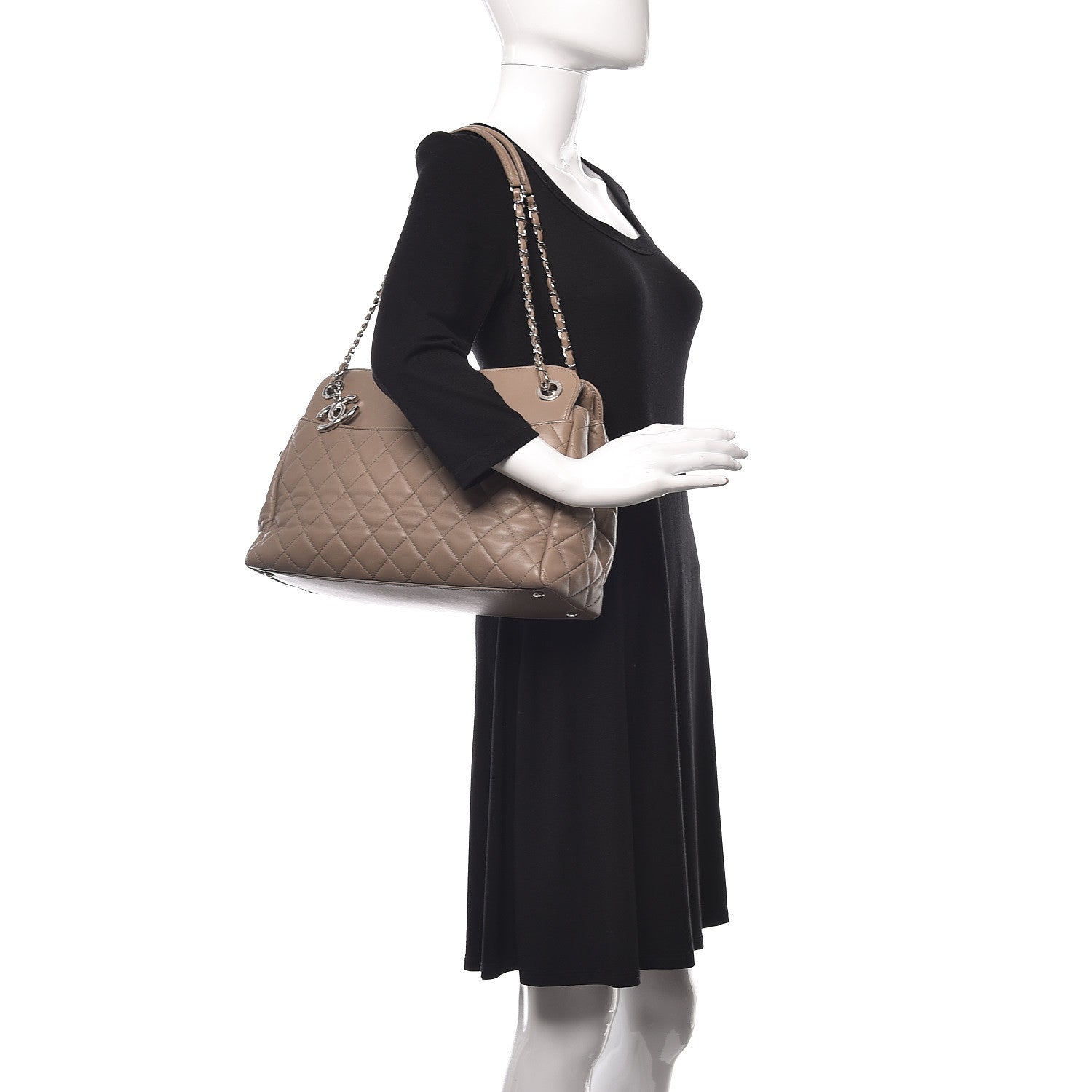Chanel Lambskin Quilted Large 7 Tote Taupe 2 of 13