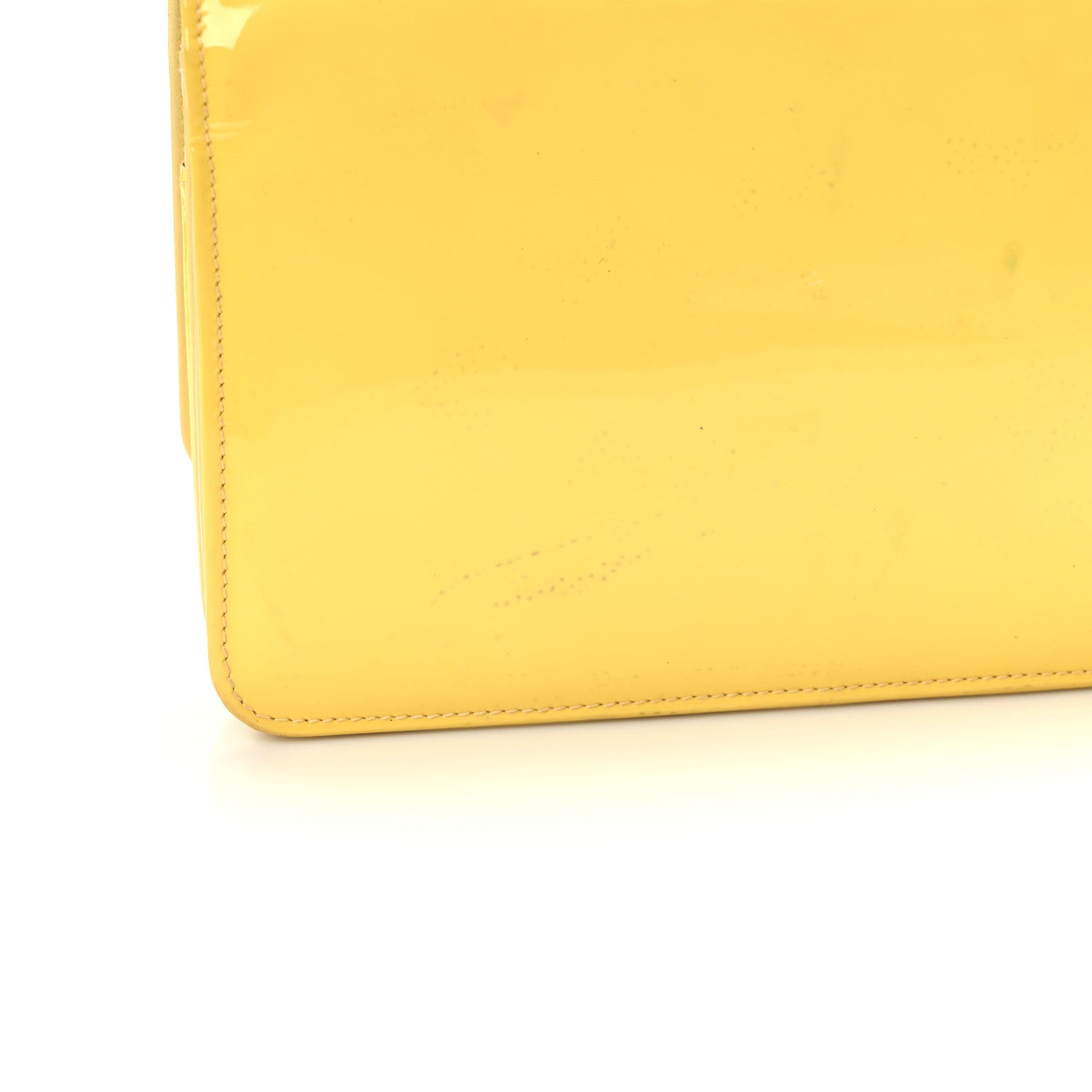 Chanel Patent CC Compact Wallet on Chain WOC Yellow 12 of 13
