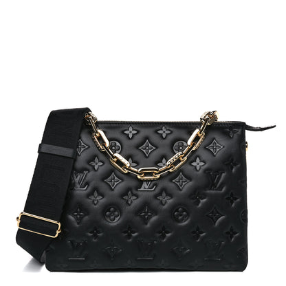 Louis Vuitton Lambskin Embossed Monogram Coussin PM Black 1 of 10