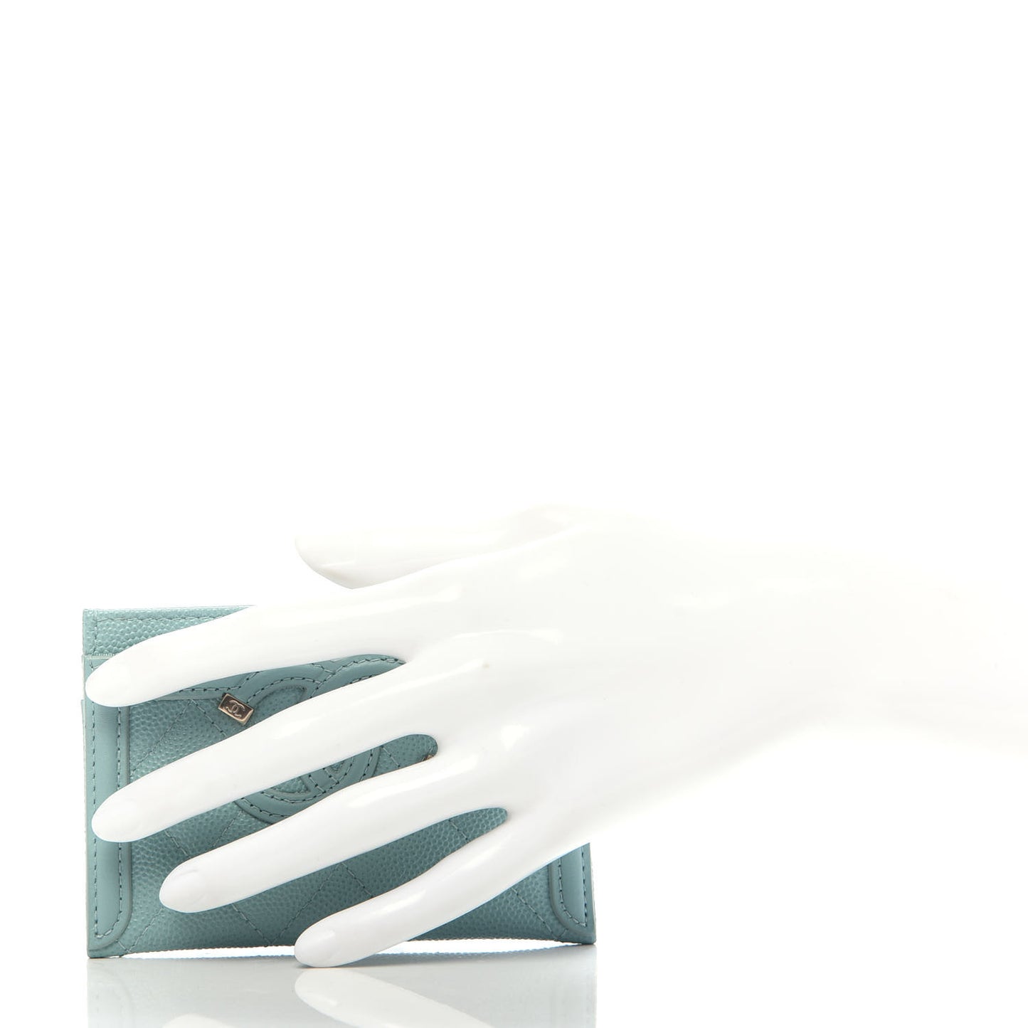 Caviar Quilted Filigree Card Holder Light Blue