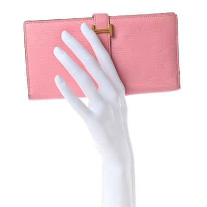 Hermes Chevre Mysore Bearn Gusset Wallet Rose Confetti 2 of 15