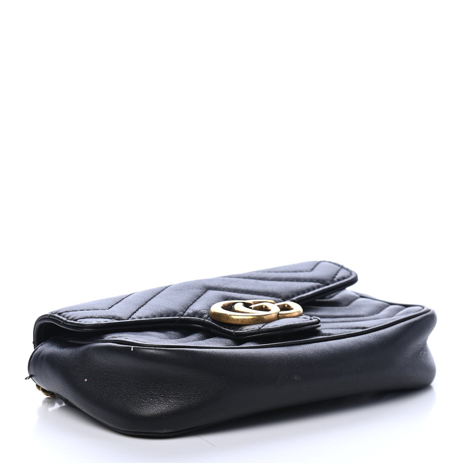 Gucci Calfskin Matelasse Super Mini GG Marmont Shoulder Bag Black 3 of 8