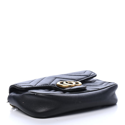 Gucci Calfskin Matelasse Super Mini GG Marmont Shoulder Bag Black 3 of 8