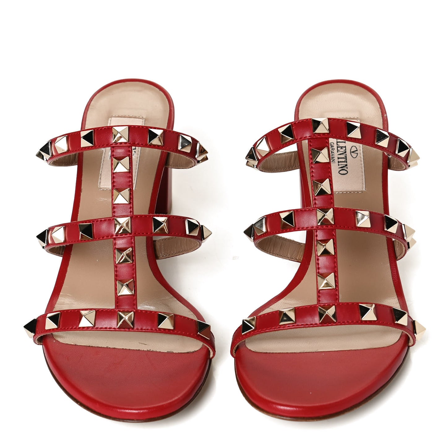 Calfskin Rockstud 60mm Caged Slide Sandals 36 Rosso Valentino