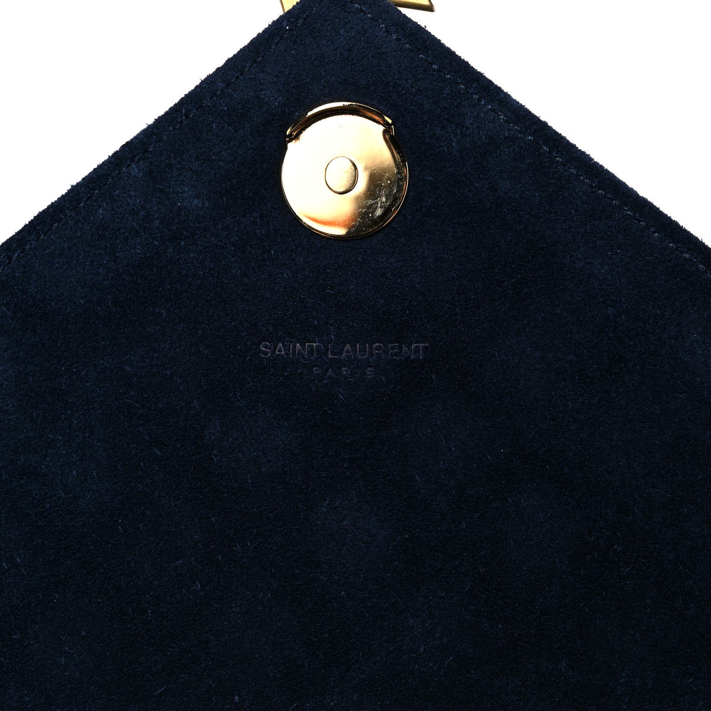 Suede Mixed Matelasse Triquilt Large Monogram Envelope Satchel Navy Blue
