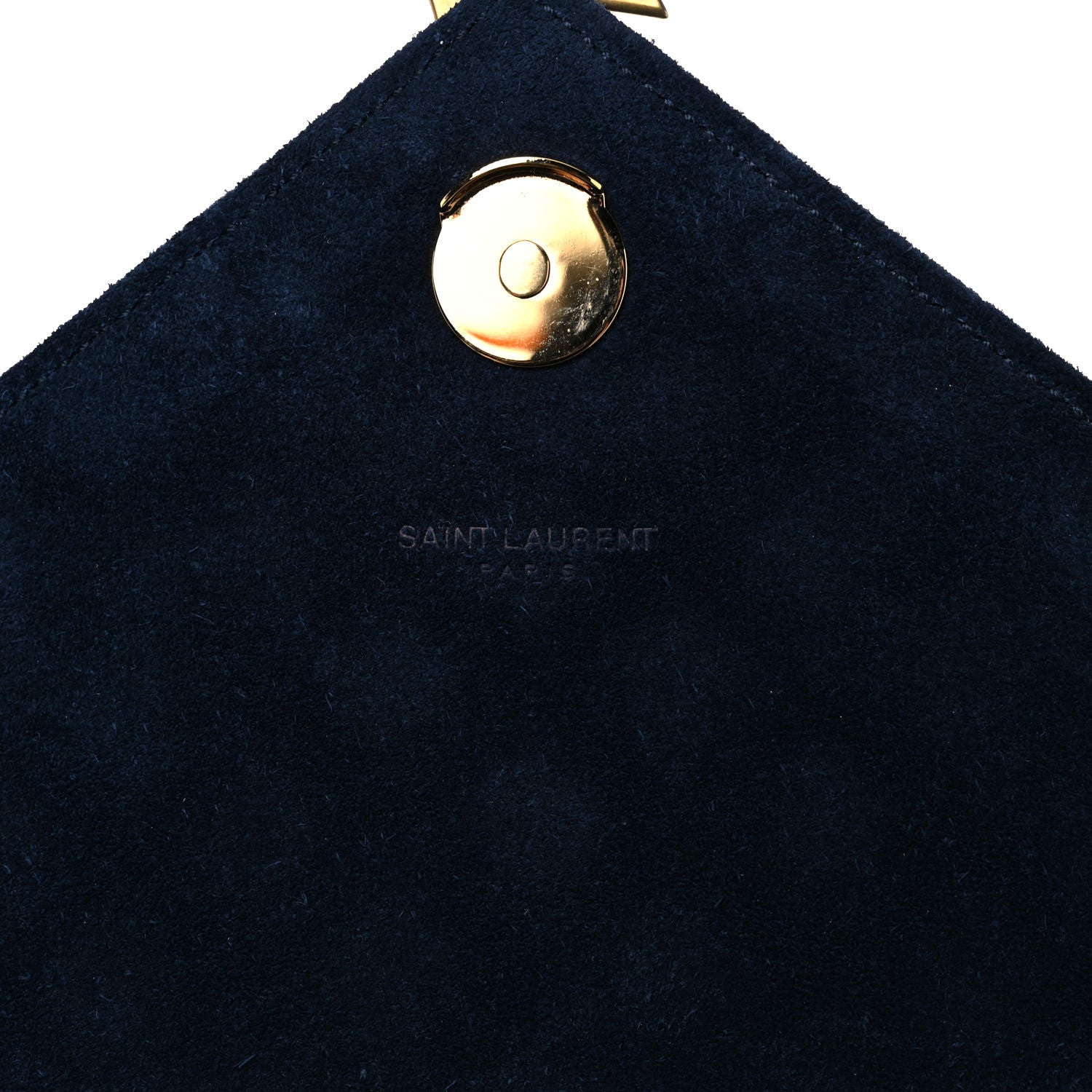 Saint Laurent Suede Mixed Matelasse Triquilt Large Monogram Envelope Satchel Navy Blue 7 of 17