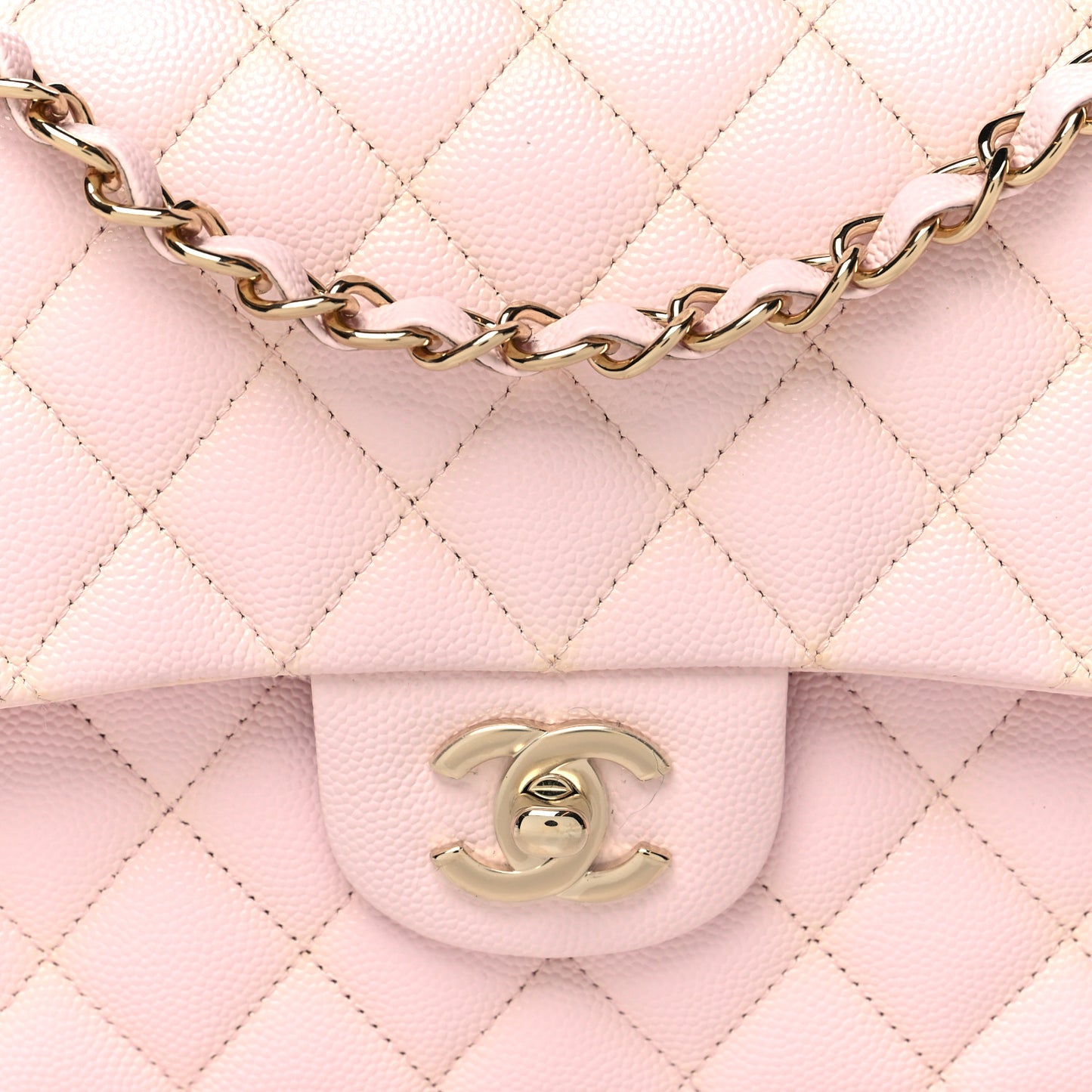 Caviar Quilted Medium Double Flap Light Pink