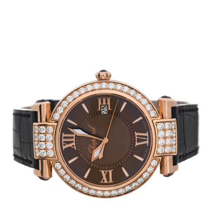 Chopard 18K Rose Gold Alligator Diamond Bezel 36mm Imperiale Quartz Watch Brown 2 of 5