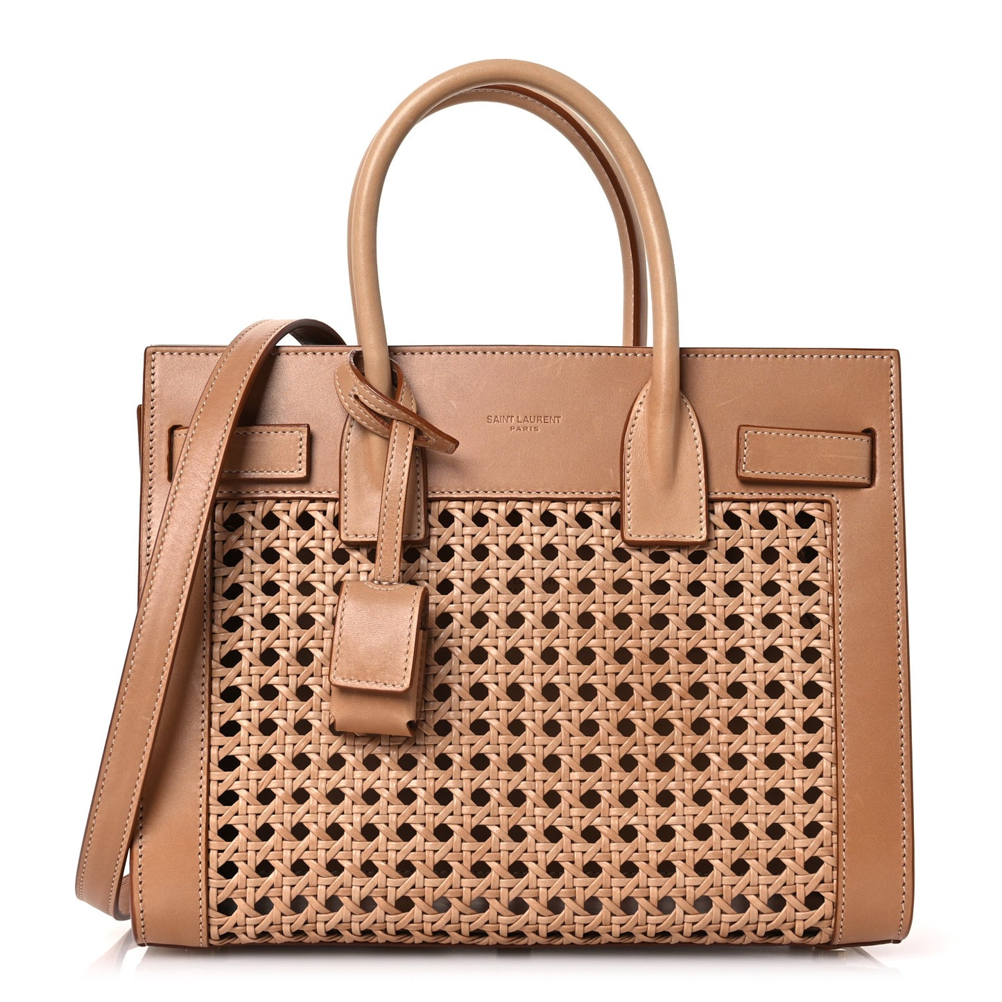 Calfskin Woven Wood Baby Sac De Jour Vintage Brown