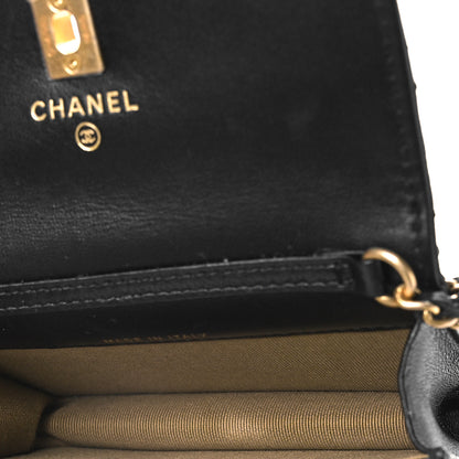 Chanel Lambskin Quilted Pearl Crush Clutch With Chain Black 5 of 10