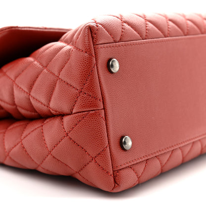 Chanel Caviar Quilted Medium Coco Handle Flap Dark Red 9 of 11