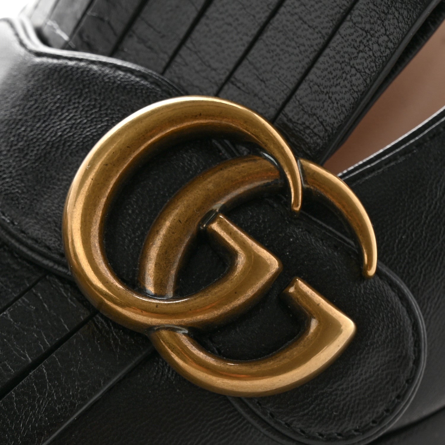 Gucci Malaga Kid GG Marmont Fringe Platform Loafer Pumps 37.5 Black 16 of 21