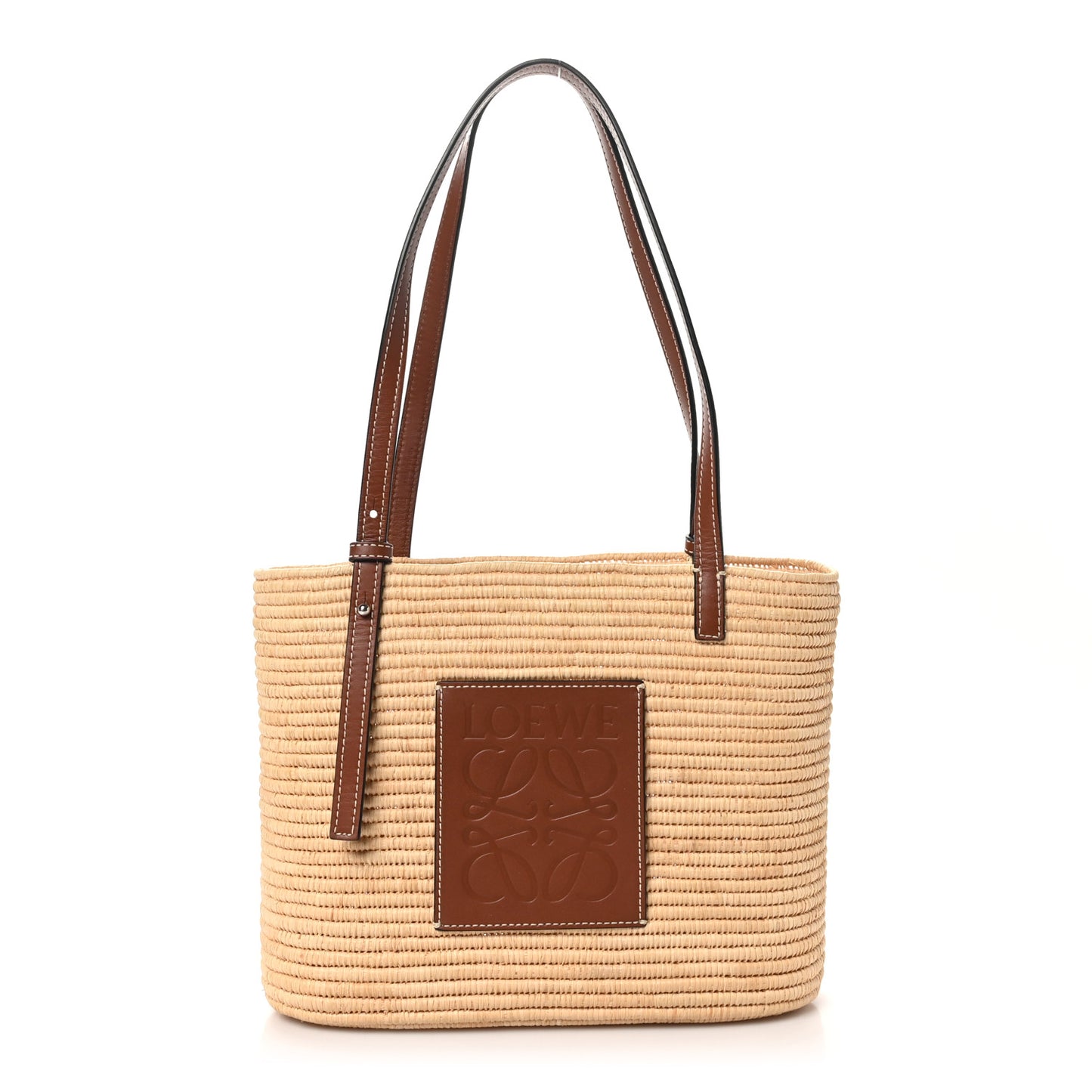 Raffia Small Square Basket Tote Bag Natural Tan