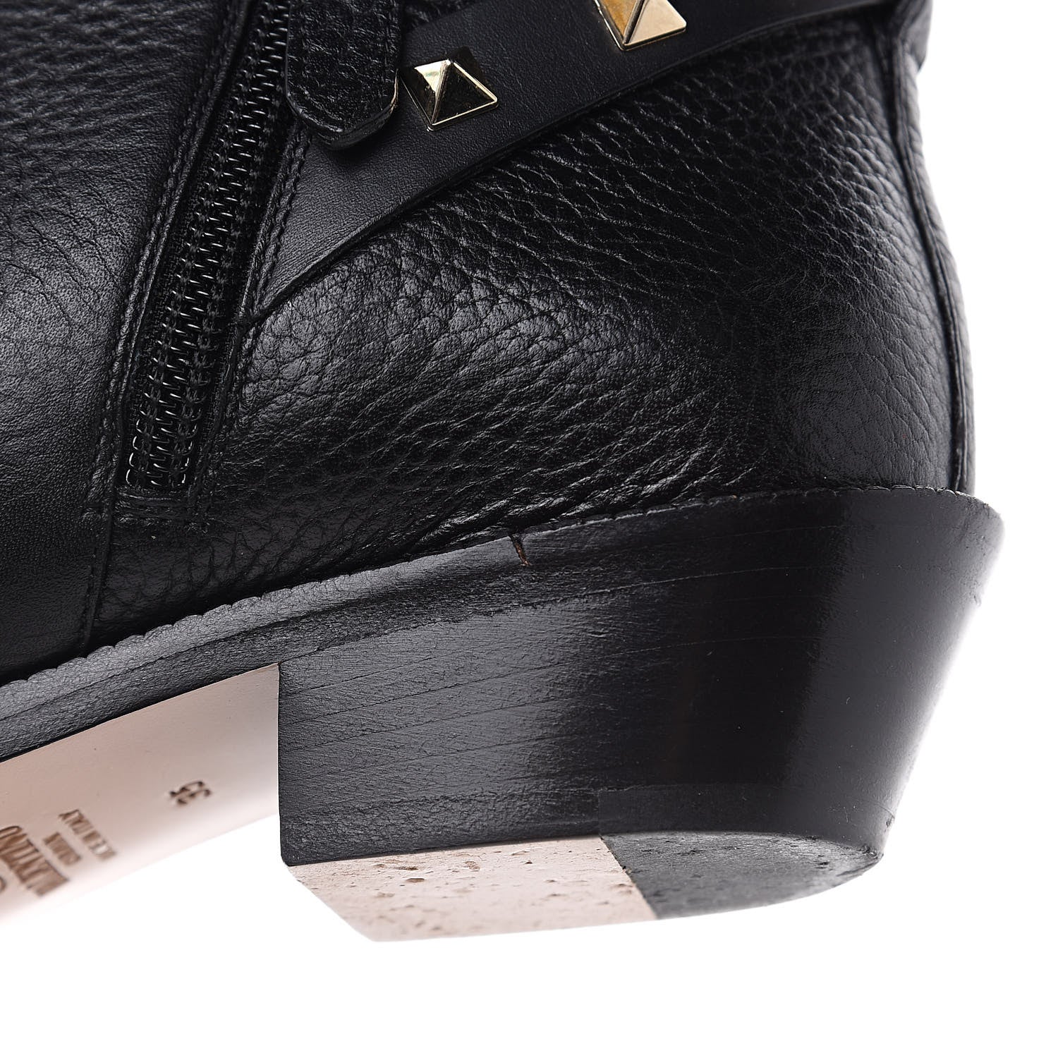 Valentino Garavani Grained Calfskin Rockstud Single Buckle 35mm Cowboy Ankle Boots 35 Black 8 of 10