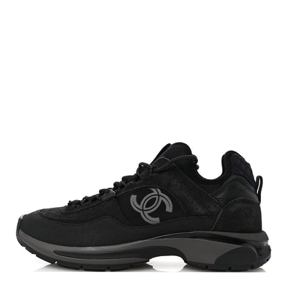 Chanel Suede Calfskin Mens CC Sneakers 42 Black 1 of 9