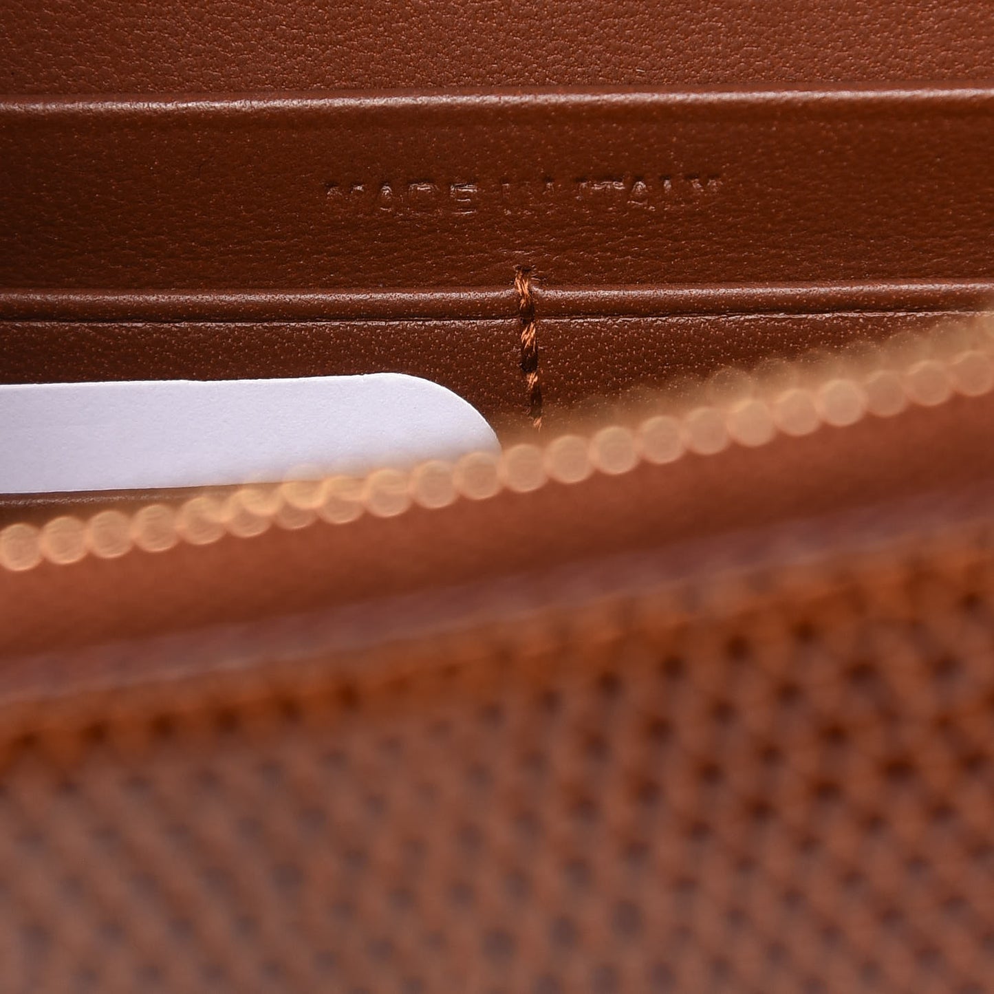 Lizard Kate Monogram Tassel Chain Wallet Cognac