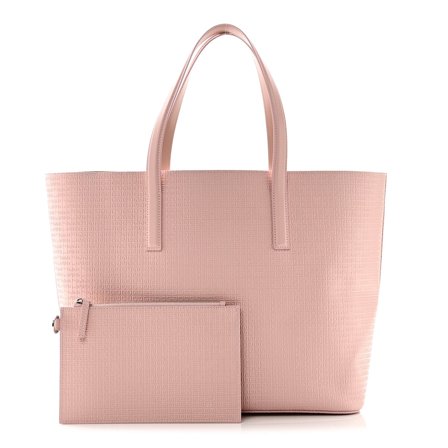 Calfskin Logo Embossed Wing Shopper Tote Blush Pink