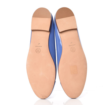 Chanel Patent Calfskin CC Cap Toe Ballerina Flats 41 Blue 5 of 9