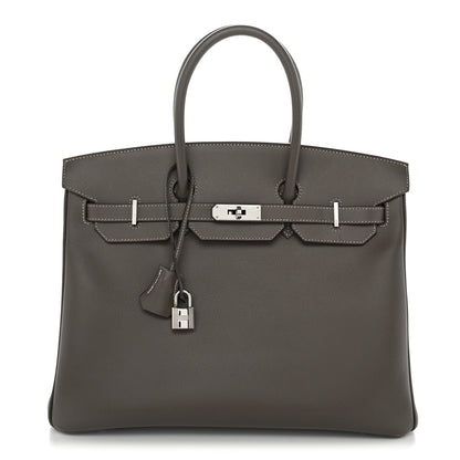 Hermes Epsom Candy Birkin 35 Etain Bleu Thalassa 1 of 12