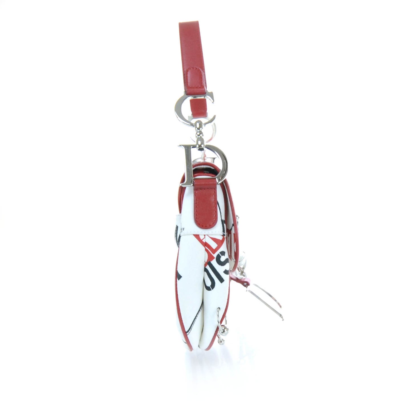 Hardcore Pierced Saddle Bag White Red Black