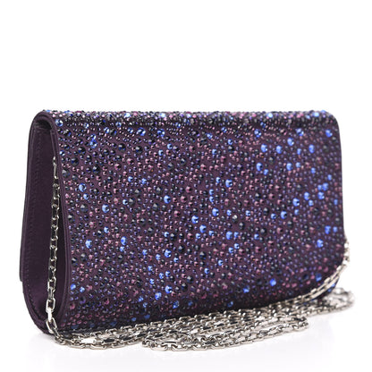 Judith Leiber Satin Crystal Chain Clutch Purple 3 of 9
