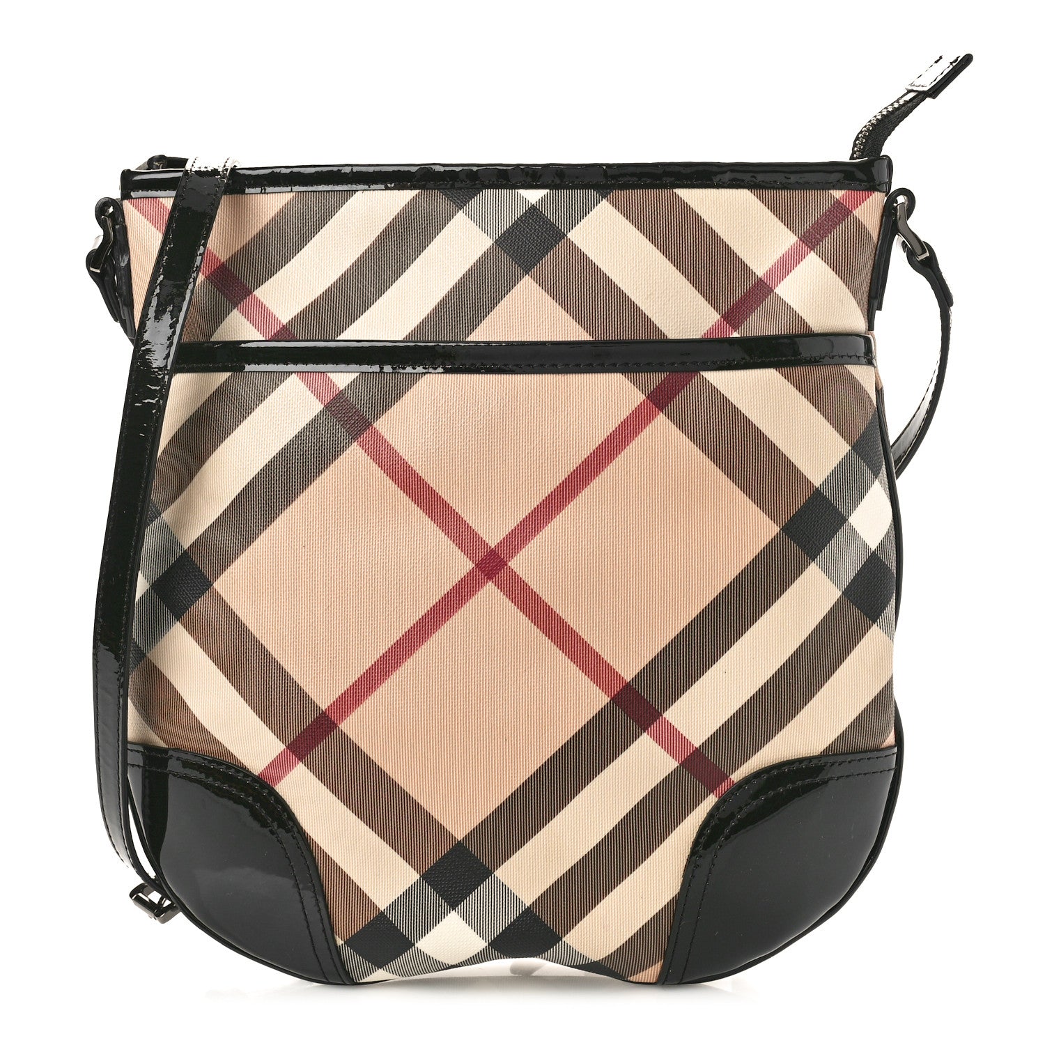 Burberry Patent Nova Check Crossbody Bag Black 1 of 8