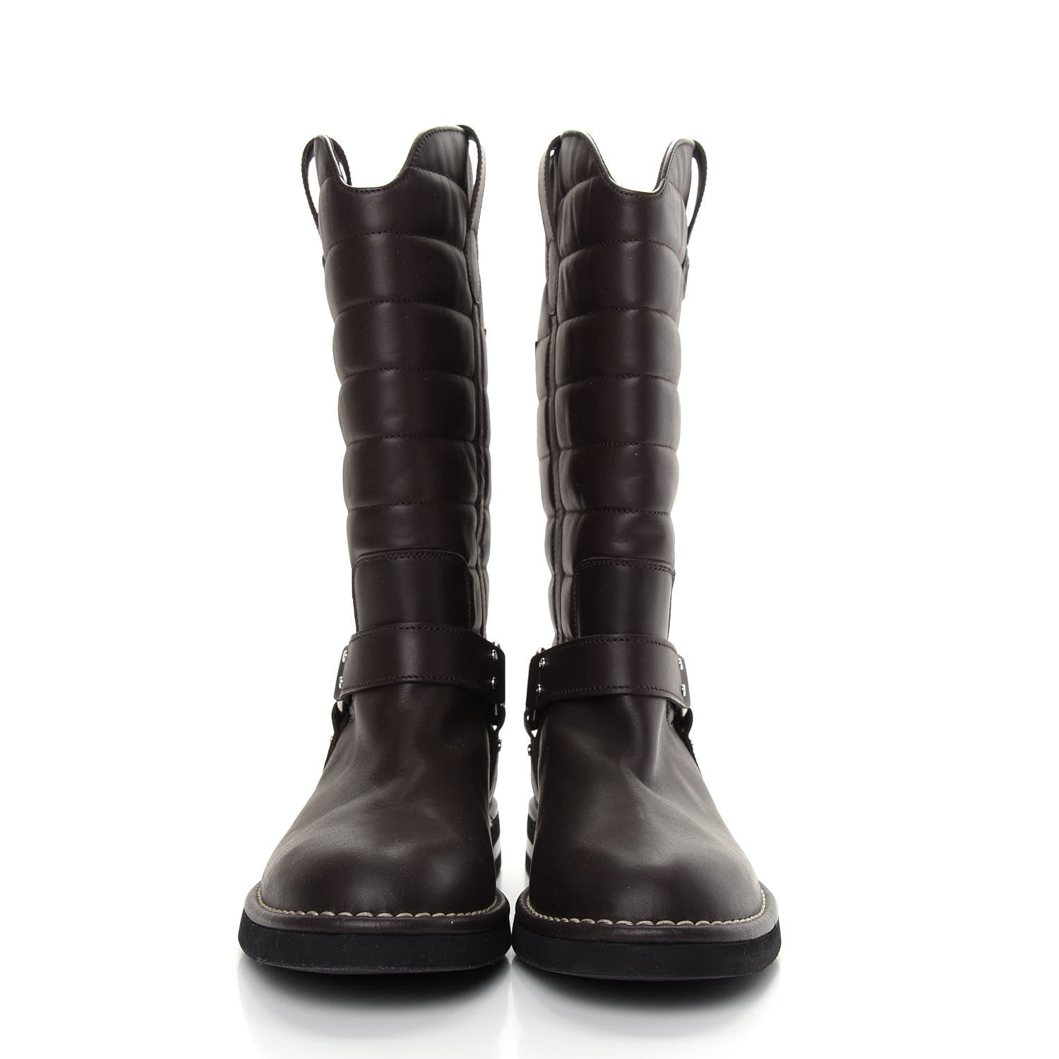 Chanel Calfskin Star Quilted Biker Boots 39.5 Brown 2 of 9